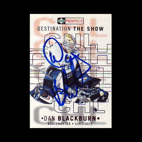 Dan Blackburn Kootenay Ice Autographed Card