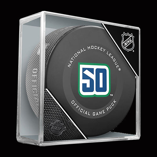 Vancouver Canucks 50th Anniversary Game Model Puck – Hockey Heroes