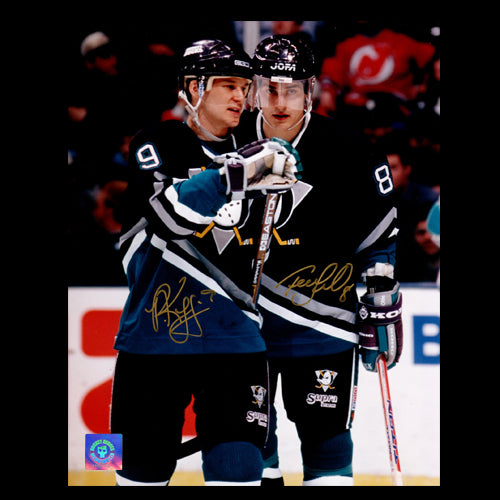 Teemu Selanne & Paul Kariya Dual Signed Hockey Puck NHL Anaheim top Mighty Ducks