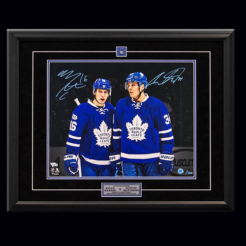 Auston Matthews & Mitch Marner Dual Autographed 100 Year Framed 16x20 Photo Limited /100