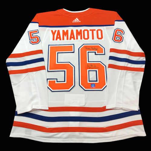 Kailer Yamamoto Edmonton Oilers Autographed White Fanatics Breakaway Jersey