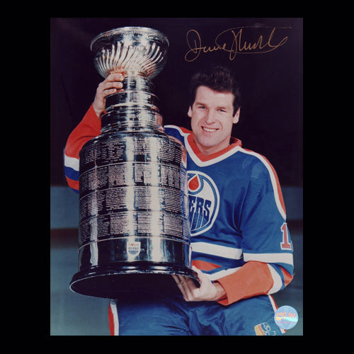 Dave Hunter Edmonton Oilers Autographed Stanley Cup 8x10 Photo