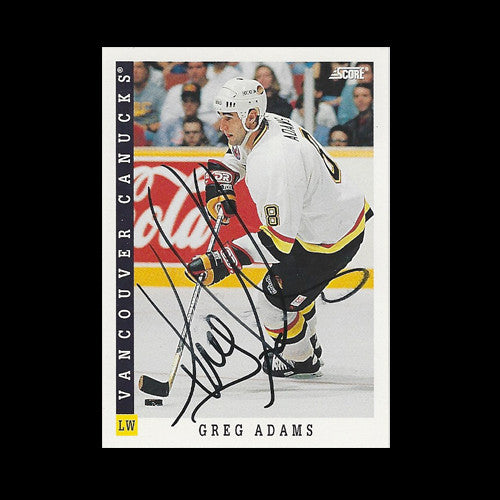 Greg Adams Vancouver Canucks Autographed Card