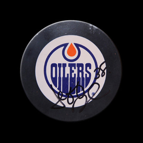 Jeff Deslauriers Edmonton Oilers Autographed Puck