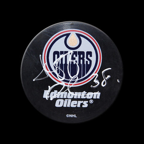 Jeff Deslauriers Edmonton Oilers Autographed Puck