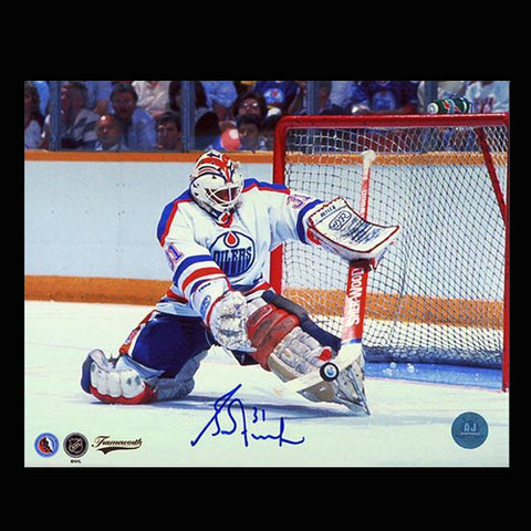 Grant Fuhr Edmonton Oilers Autographed Kick Save 8x10 Photo