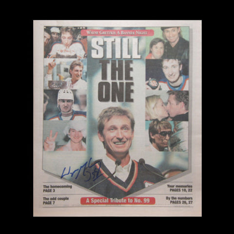 Wayne Gretzky Edmonton Oilers Autographed Sun "A Banner Night" Newspaper Pull-Out