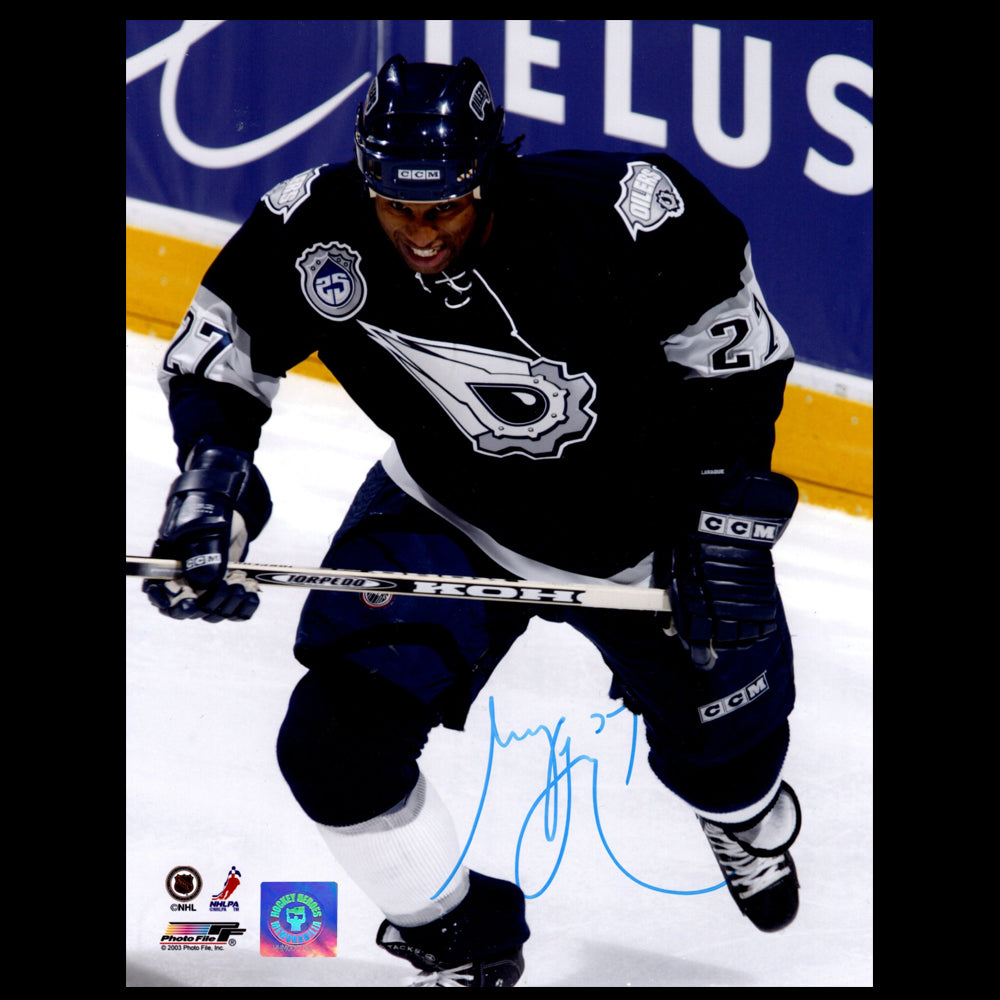 Georges Laraque Edmonton Oilers Autographed Sprocket 8x10 Photo