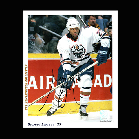 Georges Laraque Edmonton Oilers Autographed Action 8x10 Photo