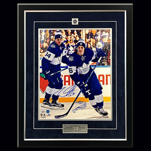 Auston Matthews & Mitch Marner Dual Autographed Centennial Classic Framed 16x20 Photo Limited /17