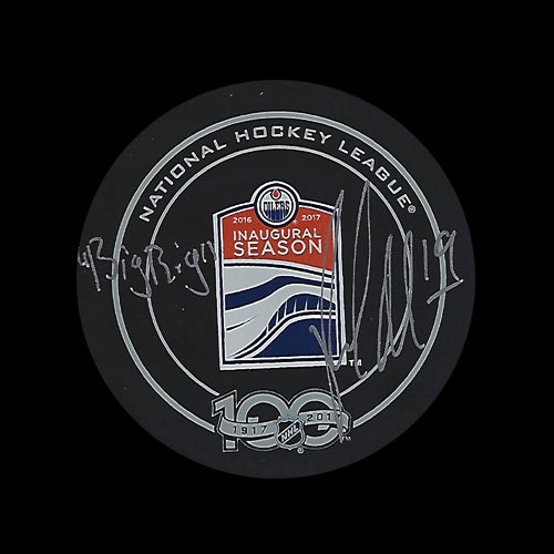 Patrick Maroon Edmonton Oilers Inaugural Season Playoff Autographed Game Puck w/ "BIG RIG" Inscription