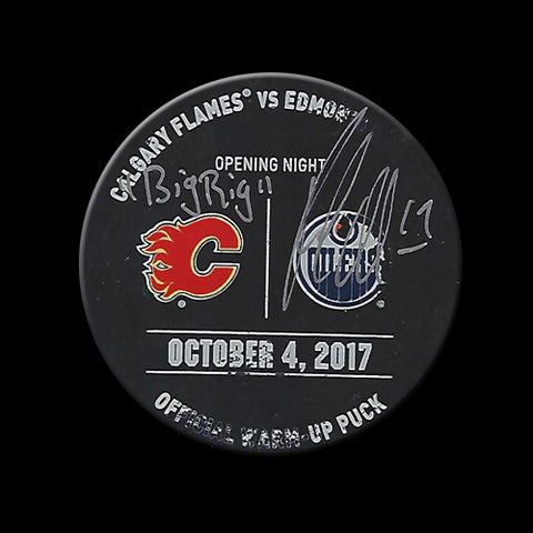 Patrick Maroon Edmonton Oilers Autographed Warm Up Used Puck w/ "BIG RIG" Inscription