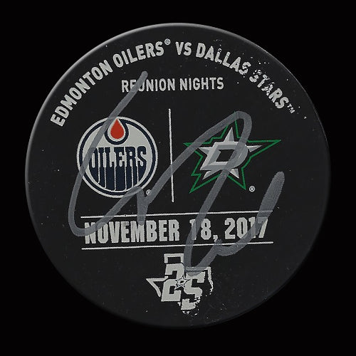 Connor McDavid Autographed Edmonton Oilers @ Dallas Stars Autographed Warm Up Used Puck November 18, 2017