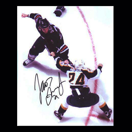 Jason Smith Edmonton Oilers Autographed Overhead Fight 8x10 Photo